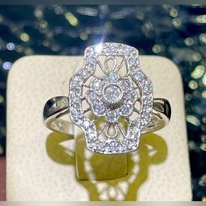 Vintage Diamond Ring In 14k White Gold
